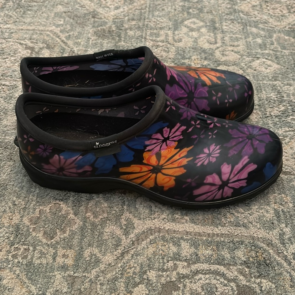 Sloggers floral slip on shoes size 10